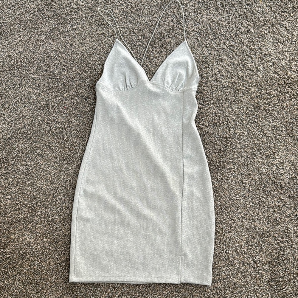H&M White Ribbed Mini Dress Spaghetti Strap Cocktail